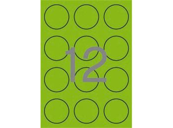 Etikett, 60 mm kör, színes, APLI, neon zöld, 240 etikett/csomag (LCA2869)