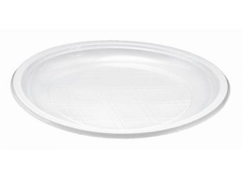 Műanyag tányér, lapos, mikrózható, 21 cm átmérő, feh