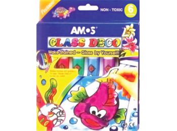 Üvegfóliafesték készlet, AMOS, 6 különböző szín (HP