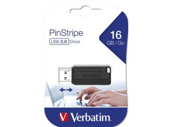 Pendrive, 16GB, USB 2.0, 10/4MB/sec, VERBATIM PinStripe, fek