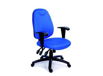 Irodai szék, állítható karfával, exkluzív kék szövet