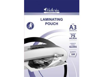 Meleglamináló fólia, 75 mikron, A3, fényes, VICTORIA (IL