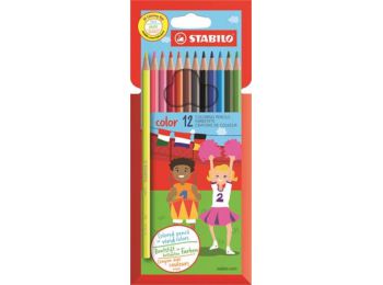 Színes ceruza készlet, hatszögletű, STABILO Color, 12 k