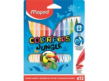 Filctoll készlet, 2,8 mm, kimosható, MAPED Color`Peps Jungle, 12 különböző szín (IMA845420)