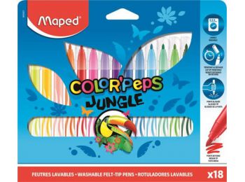 Filctoll készlet, 2,8 mm, kimosható, MAPED Color`Peps Jungle, 18 különböző szín (IMA845421)