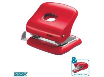 Lyukasztó, kétlyukú, 30 lap, RAPID FC30, meggyvörös (E2