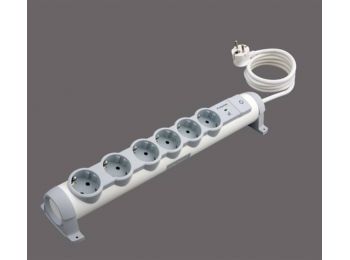 Elosztósor, túlfeszültség levezetővel, 6 csatlakozóalj