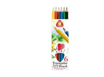 Színes ceruza készlet, háromszögletű, vastag, ICO Süni, 6 különböző szín (TICSUCN6)