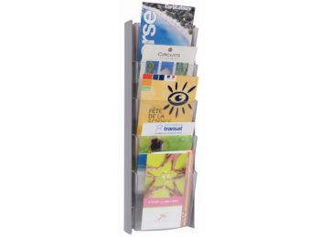 Katalógustartó, fali, A5, 5 rekeszes, ALBA, ezüst (BAP17)