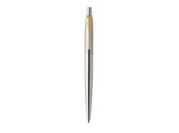Golyóstoll, 0,7 mm, nyomógombos, arany színű klip, rozsdam. acél tolltest, PARKER Royal Jotter, kék (ICPJBPSTGT)