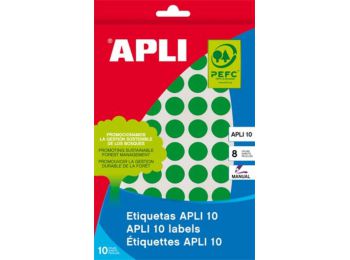 Etikett, 10 mm kör, kézzel írható, színes, APLI, zöld,