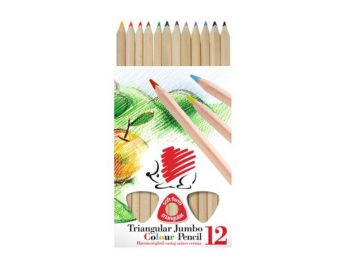 Színes ceruza készlet, háromszögletű, vastag, natúr, ICO Süni, 12 különböző szín (TICSUCN12)
