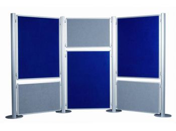 Display panel, 60x90 cm, kétoldalas, textil, szürke/kék (