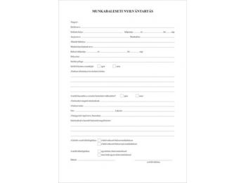 Nyomtatvány, munkabaleseti nyilvántartó napló, 32 oldal,