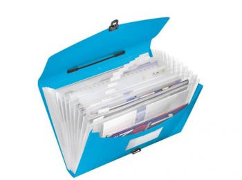 Harmonikatáska, A4, PP, 12 rekeszes, ESSELTE Vivida, kék (