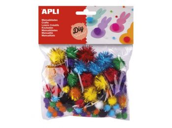 Pom-pom, csillogó, APLI Creative, vegyes színek (LCA13062)
