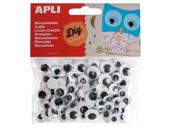 Öntapadó mozgó szem, kör, APLI Creative, fekete-fehér (