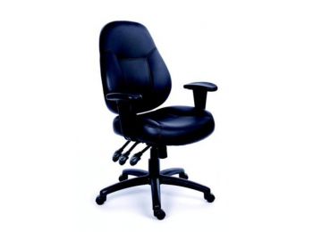 Irodai szék, állítható karfával, fekete bonded bőrbor�