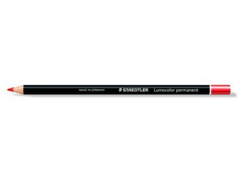 Színes ceruza, henger alakú, mindenre író, vízálló (glasochrom) STAEDTLER Lumocolor, piros (TS108202)