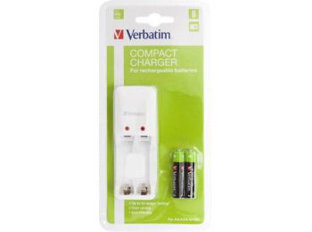 Elemtöltő, AA ceruza/AAA mikro, 2x950 mAh AAA, VERBATIM (V