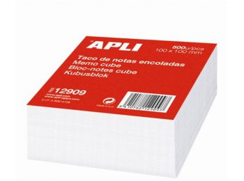 Kockatömb, 100x100 mm, ragasztott, APLI, fehér (LNP12909)