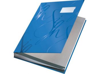 Aláírókönyv, A4, 18 részes, karton, LEITZ Design, kék 