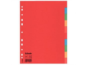 Regiszter, karton, A4, 10 részes, ESSELTE Economy, színes (E100201)