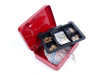 Pénzkazetta, 15,2x11,5x8 cm, DONAU, piros (D5231P)