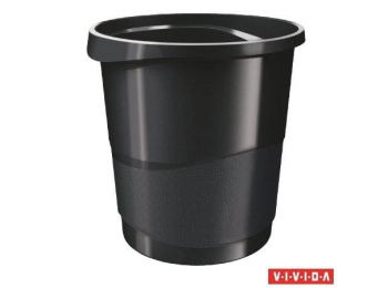 Papírkosár, 14 liter, ESSELTE Europost, Vivida fekete (E62