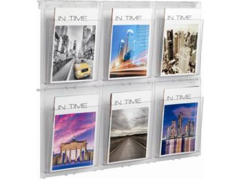 Prospektustartó, fali, A4, 6 rekeszes, HELIT Placativ, átl