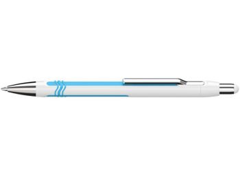 Golyóstoll, 0,7mm, nyomógombos, fehér-kék színű tolltest, SCHNEIDER, Epsilon kék (TSCEPSFE)