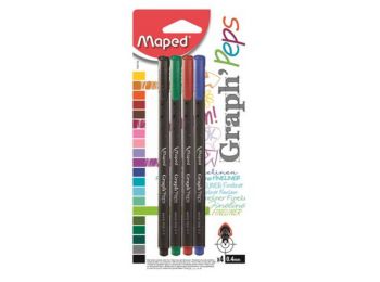 Tűfilc készlet, 0,4 mm, MAPED Graph`Peps, 4 különböző 