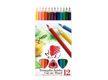 Színes ceruza készlet, háromszögletű, vastag, ICO Süni