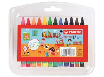 Zsírkréta, STABILO Yippy-wax, 12 különböző szín (TST2