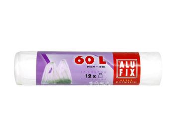 Szemeteszsák, köthető füllel, 60 l, 12 db, ALUFIX (KHT25