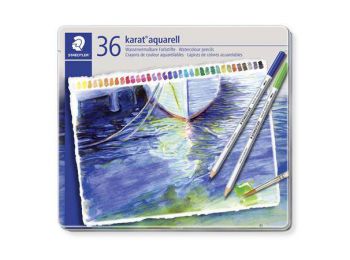Akvarell ceruza készlet, fém doboz, STAEDTLER Karat, 36 k