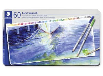 Akvarell ceruza készlet, fém doboz, STAEDTLER Karat, 60 k