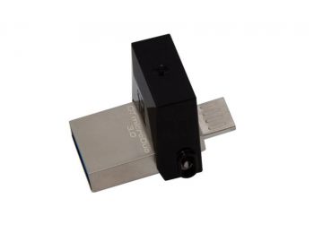 Pendrive, 64GB, USB 3.0+micro USB adapter, táblagéphez, KINGSTON MicroDuo, fekete (UK64G3MDF)