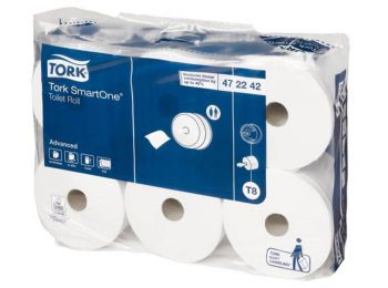 Toalettpapír, T8 rendszer, 2 rétegű, 19,9 cm átmérő, TORK SmartOne®, fehér (KHH409)