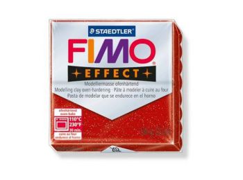 Gyurma, 57 g, égethető, FIMO Effect, csillámos piros (FM8