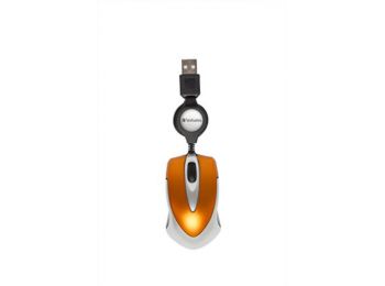 Egér, vezetékes, optikai, kisméret, USB, VERBATIM Go Mini, ezüst-lávaszínű (VE49023)