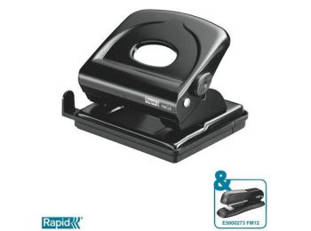 Lyukasztó, kétlyukú, 25 lap, fém, RAPID FMC25, fekete (E