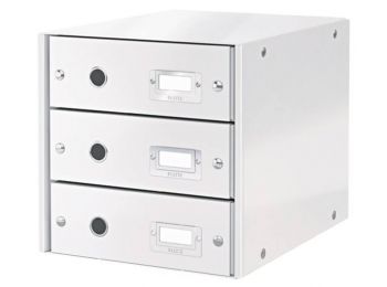 Irattároló, laminált karton, 3 fiókos, LEITZ Click&Store