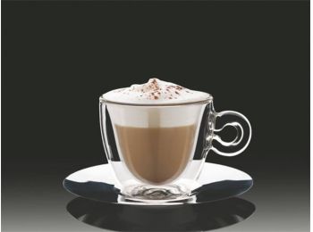 Cappuccinos csésze rozsdamentes aljjal, duplafalú, 2db-os 