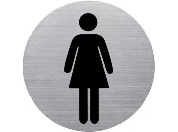 Információs tábla, rozsdamentes acél, HELIT, női mosdó