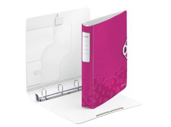 Gyűrűs könyv, 4 gyűrű, D alakú, 52 mm, A4, PP, LEITZ Active Wow rózsaszín (E42400023)