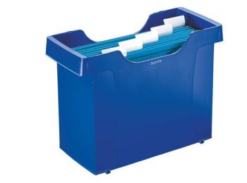 Függőmappa tároló, műanyag, 5 db függőmappával, LEITZ Plus, kék (E19930035)