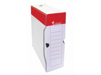 Archiválódoboz, A4, 100 mm, karton, VICTORIA, piros-fehér (IDVAD10P)