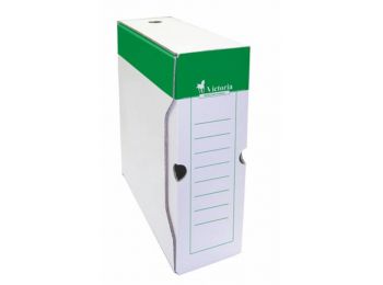 Archiválódoboz, A4, 100 mm, karton, VICTORIA, zöld-fehér (IDVAD10Z)
