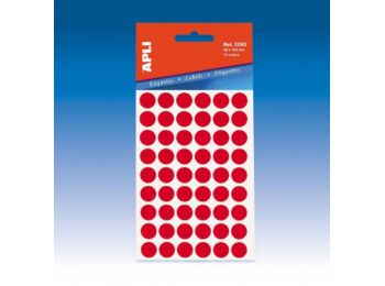 Etikett, 8 mm kör, kézzel írható, színes, APLI, piros, 